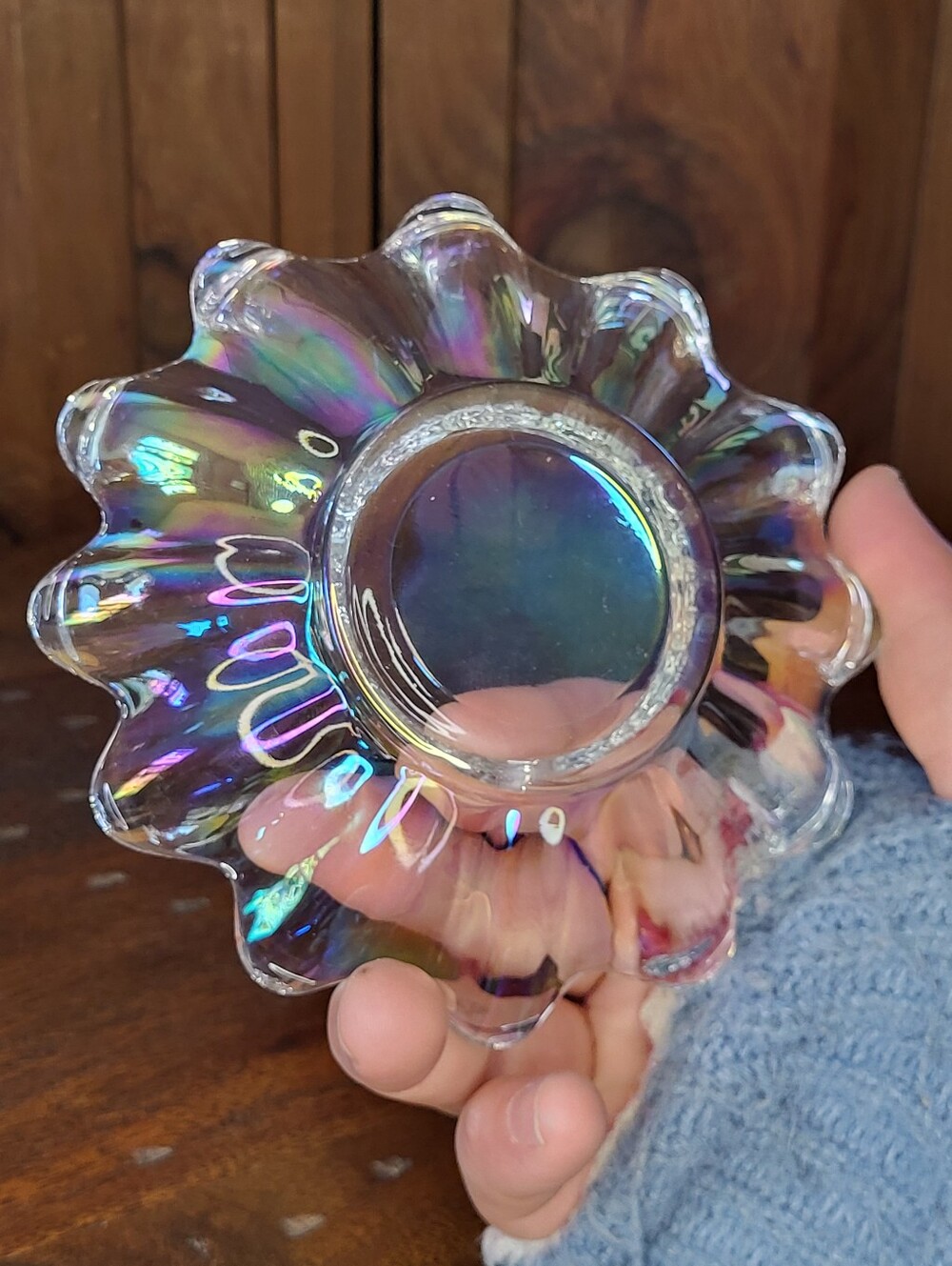 Carnival Glass Flower Dish - Picture 8 of 10